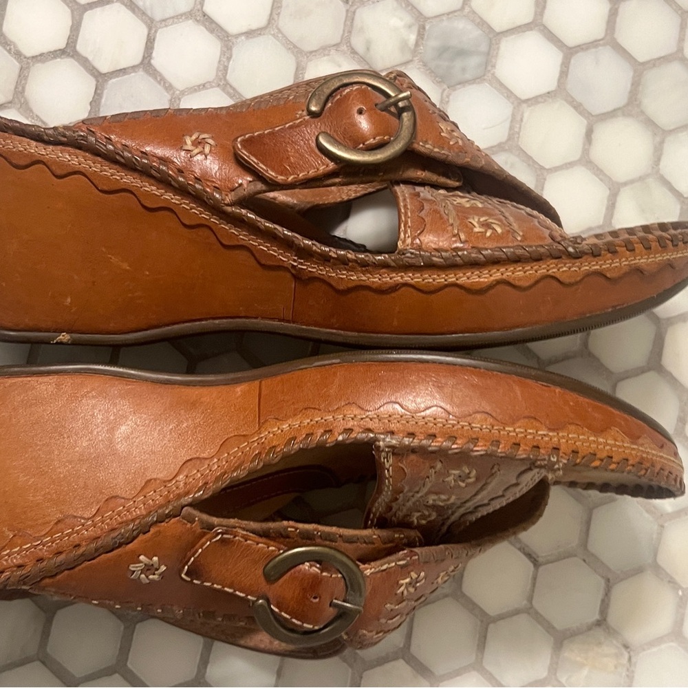 Clarks Brown Leather Wedges